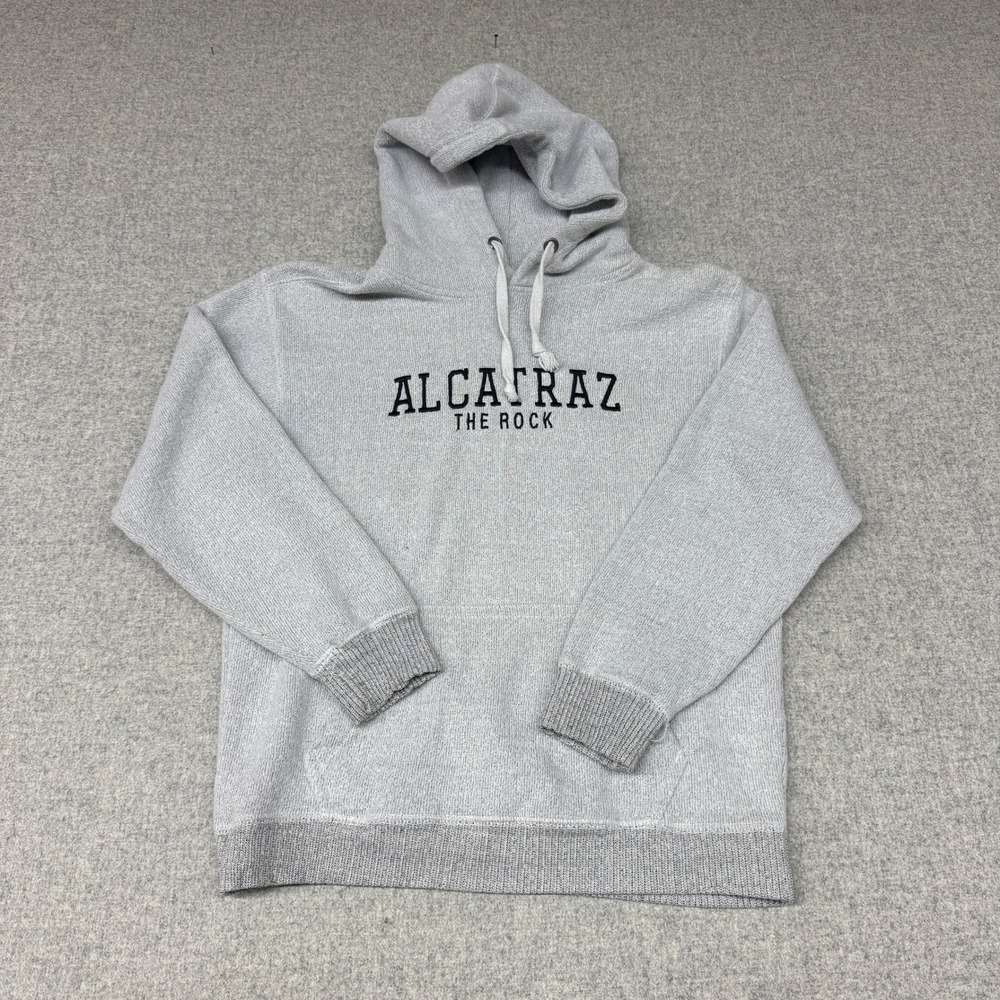 ESY Surf Co Alcatraz The Rock Hoodie Size S Grey Embroidered Souvenir Sweatshirt